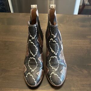Madewell leather Snakeskin Pattern Ankle Boots